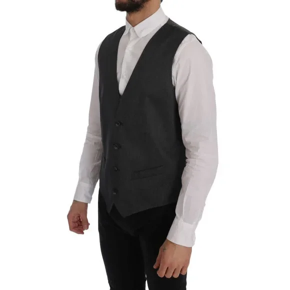 Dolce & Gabbana Gray STAFF Cotton Rayon Vest Vests